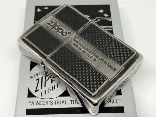 Rare ZIPPO 2013 Limited Edition Front Carbon Fiber Plate Lighter Black/Silver 4