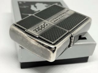 Rare ZIPPO 2013 Limited Edition Front Carbon Fiber Plate Lighter Black/Silver 6