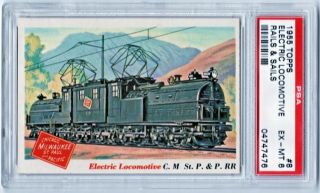 1955 Topps Rails And Sails 8 Electric Locomotive Chicago Milwaukee St Rr Psa 6