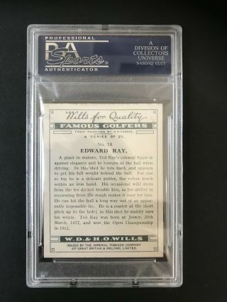 1930 W.  D.  & H.  O.  Wills Famous Golfers: Edward Ray 18 PSA Grade 7 2