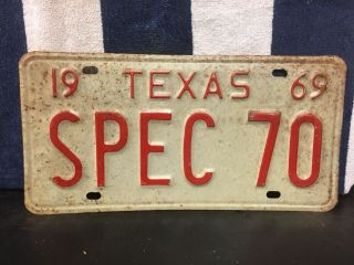 Vintage 1969 Texas Vanity License Plate (spec 70)