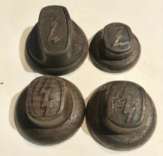 4 Antique Zenith Lightning Bolt Wooden Radio Knobs 1 1/8” And 1 3/8”