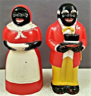 F&f Black Americana Aunt Jemima & Uncle Mose Salt & Pepper Shakers Nr