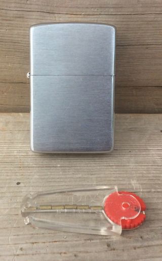 Vintage Brushed Chrome Zippo Lighter In With Extra Flint