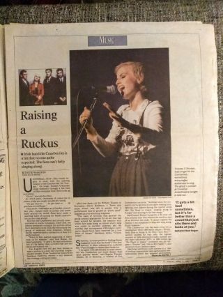 Dolores O ' Riordan The Cranberries Vintage Newspaper Valley Life 1995 3