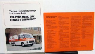 1976 Hess & Eisenhardt Para Medic Gmc Rv Motorhome Chassis Ambulance Brochure