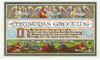 Goodall Victorian Christmas Greetings Card Shepherds & Angels Religious Verse