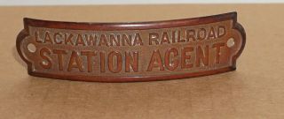 Rare Lackawanna Railroad Station Agent Hat Cap Badge Brass With Raised Letters