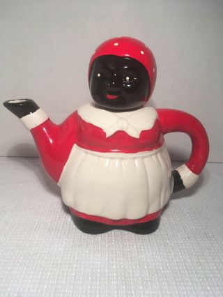 Vintage Aunt Jemima Black Americana Hand Painted Ceramic Teapot With Lid
