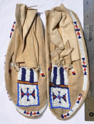 19th Century Plains Indian Beaded Mocassins