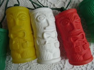 Vintage Blow Mold Patio Light String Tiki Totem God Face Party Camping Rv 12 