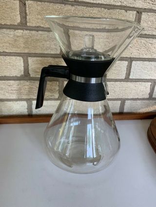 Vintage 70s Large Chemex Schlumbom Glass Coffee Maker W/ Plastic Trim
