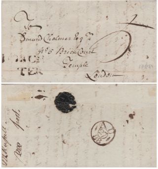 1788 Beaminster Letter By John Russell With A Dorch Ter Pmk To Ed Chalmer London
