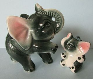 Fab Rare Vintage Retro Mother And Baby Elephant Ornament Pair