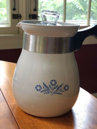 Vintage Corning Ware Cornflower Blue Stove Top Coffee Pot Percolator 6 Cup
