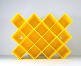 Vtg Yellow Copco Honeycomb Danish Mid Century Retro Wall Spice Rack Lubge - Randel