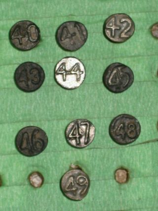 10 Different Steel 40’s Round Raised Railroad Date Nails 1940 - 1949
