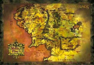 Lord Of The Rings Middle Earth Map 24 X 36 Poster New/rolled