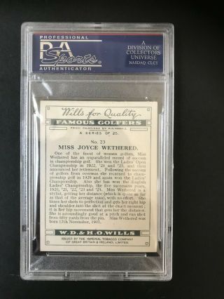 1930 W.  D.  & H.  O.  Wills Famous Golfers: Miss Joyce Wethered 23 PSA Grade 7 2