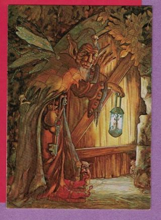 1117r Vtg Note Card Fantasy Goblin Fairies Mutants Art Allen Atkinson