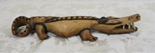 Antique Carved African Alligator Crocodile Wood Carved Tribal Art Teeth Statue