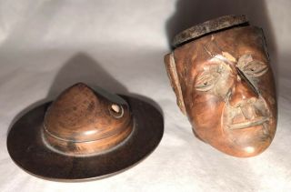 Canadian Mountie Carved Briar Wood Estate Pipe With Mounted Police Hat