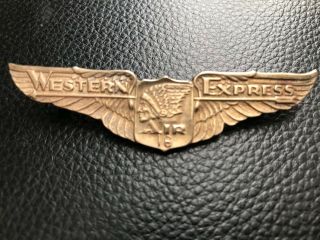 1930s Western Air Express (number 16) Wings Pin - Full Size Sterling W/gold Finish