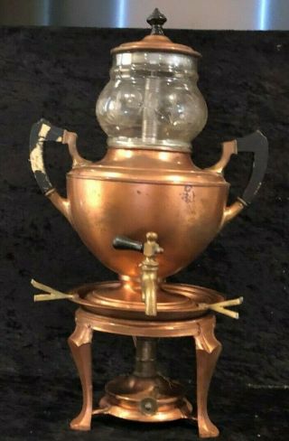 Antique Manning Bowman & Co Copper Coffee Percolator (s22)