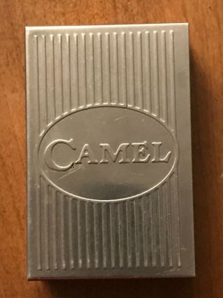 Vintage Silver " Camel " Cigarette Box Holder Metal Tin Case Collectible