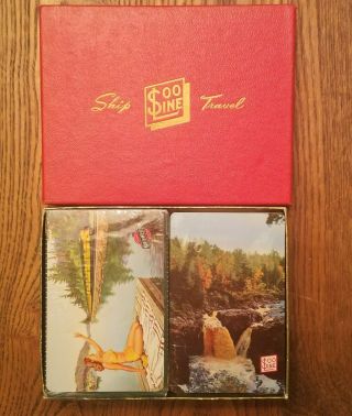 Rare Vintage Double Deck Soo Line Northwestern Cards W/ Tax Stamps