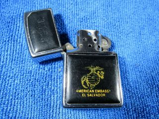 1985 - Zippo Lighter - American Embassy - El Salvador - U.  S.  M.  C.  Intl s.  L.  R.  B. 4