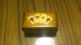 A Vintage Wooden Box To Hold Your Playing Cards For 2 Decks