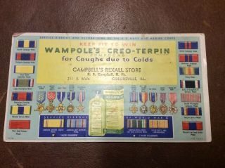 Vintage 1940’s Collinsville Illinois Advertising Card Campbell’s Rexall Store