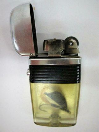 Vintage Scripto Vu Lighter Flip Top W/ Clear Sides & Fish Hook,  Black Trim Usa