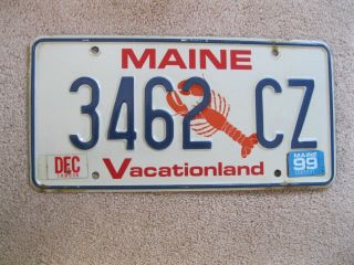 1999 Maine Lobster License Plate 3462 Cz - Vacationland