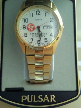 Texas Mexican Railway Pulsar Gold Bracelet Band Wristwatch