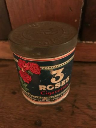 Vintage 3 Roses Tobacco Cigarettes Tin Paper Label Can RED ROSE Godfrey Phillips 4