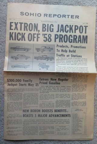 Vintage April 1958 Sohio Reporter Gas Station Newspaper First Issue Vol 1 No 1