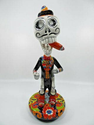 17 " Large Catrina Male With Cuban Cigar Mexican Folk Art Day Of The Dead Tall