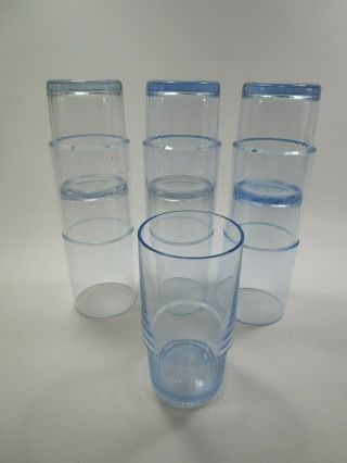 Set Of 7 Vintage Tupperware Blue Clear Tumbles Tall Glasses