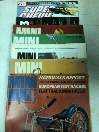 Six (6) Mini Bike Guide Magazines Jan Feb Mar Sep 70,  Mar 71; Chevy Issues