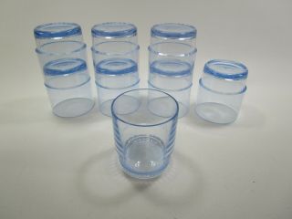 Set Of 8 Vintage Tupperware Blue Clear Tumbles Small Glasses