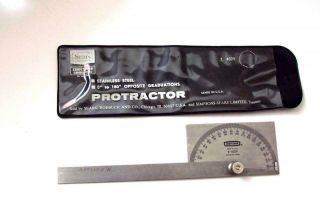 Vintage 9 - 4029 Sears Craftsman Stainless Steel Protractor - Square Head,  0 - 180