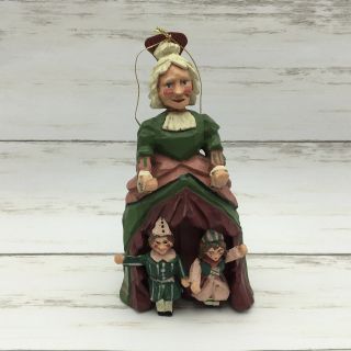 Vintage House Of Hatten Old Woman Dutch Holding Puppets Figurine