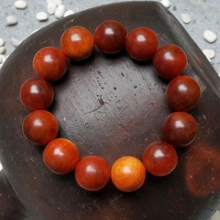 18 Mm Natural King Of Wood Bracelet 13 Beads Red Agathis Raja Kayu