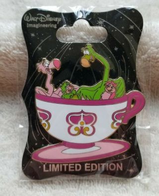 Disney Wdi Alice In Wonderland Mad Teacup Ride Pin - Flamingos & Hedgehogs