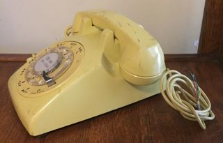 Vintage Rotary Dial Phone Desk Western Electric Pale Yellow Bell System (2)