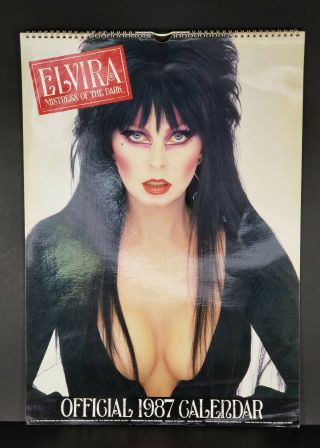Vintage 1987 Elvira Mistress Of The Dark Calendar Horror Movie Host Sexy 12x17
