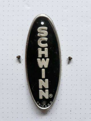 Vintage Schwinn Bicycle Badge 1971 Black W/screws