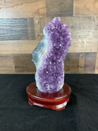 7 " Amethyst Geode With Stand Deep Purple Weighs 2.  9 Lbs